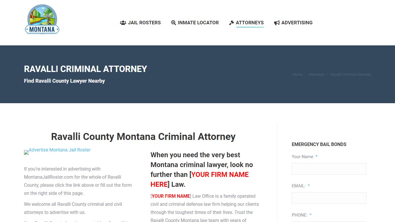 Ravalli Criminal Attorney - MONTANA JAIL ROSTER